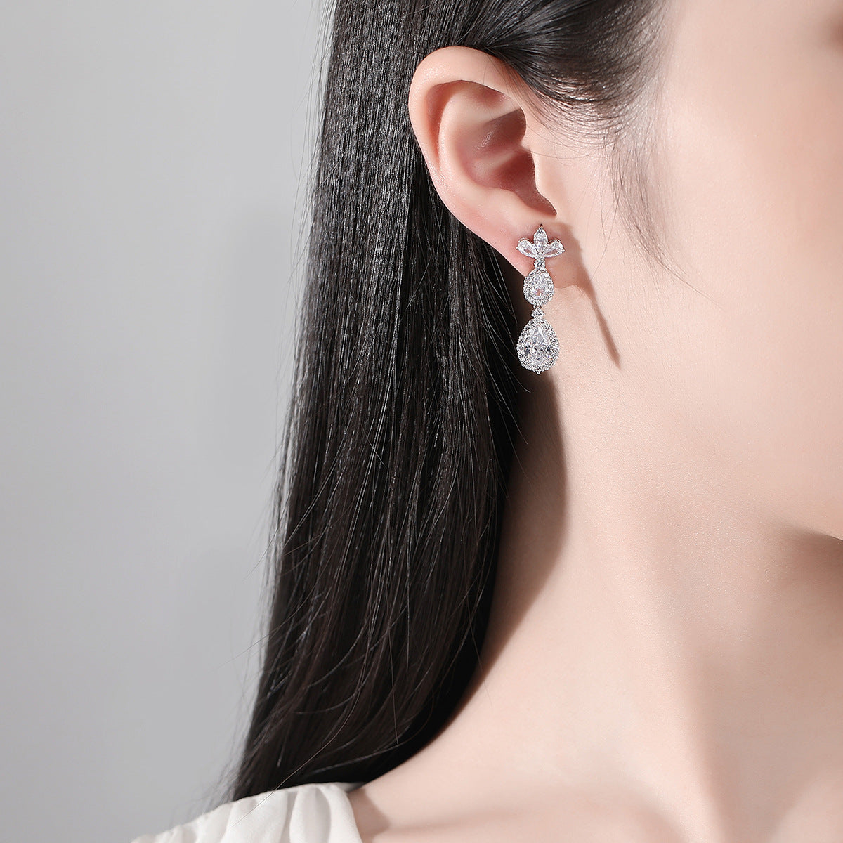 Copper With Silver Plated Fashion Jewelry Earrings