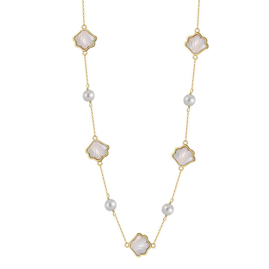 925 Sterling Silver Natural Pearl Necklace Fashion Jewelry Gift for Women Girls