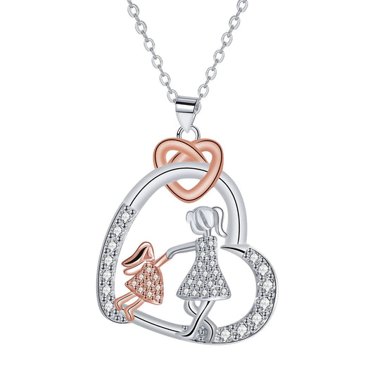 Copper With Silver/Rosegold Plated Heart Pendant Necklace