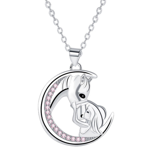 Copper With Silver Plated Moon Pendant Necklace