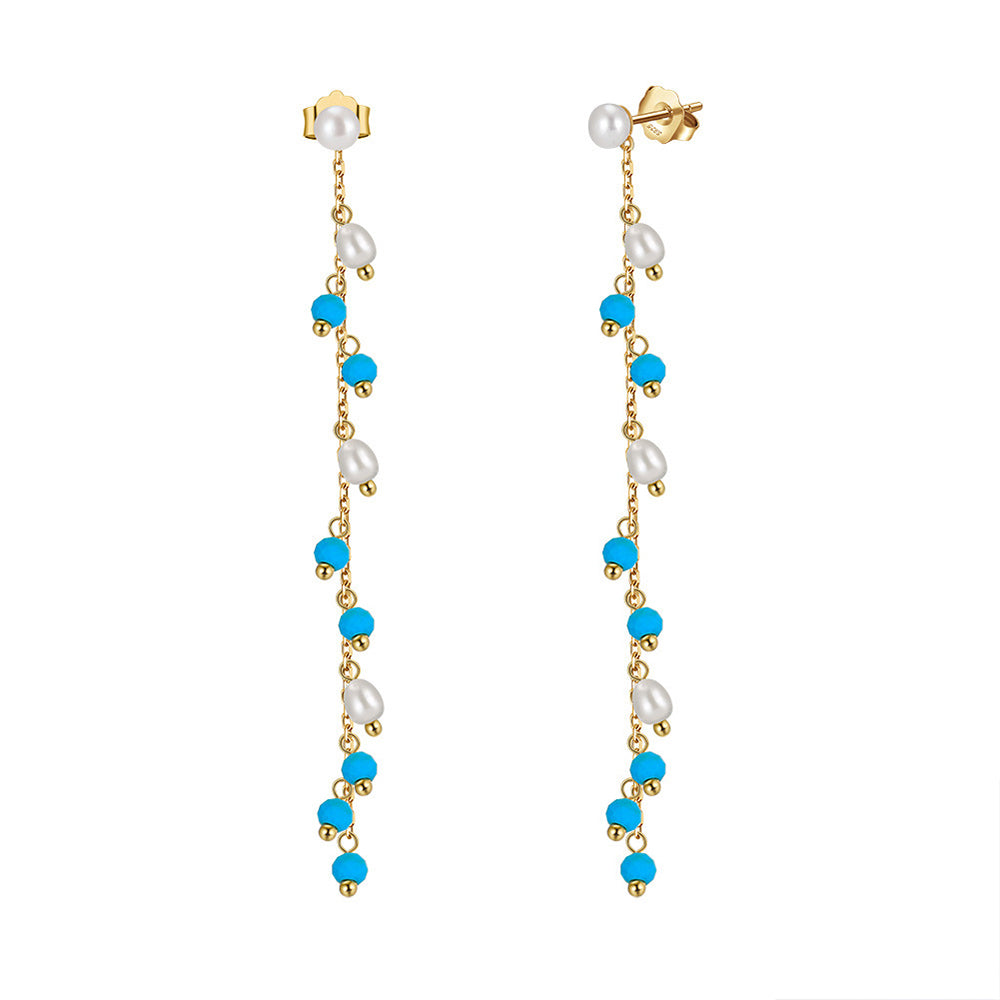 925 Sterling Silver Natural Pearl Earrings Fashion Jewelry Gift for Women Girl