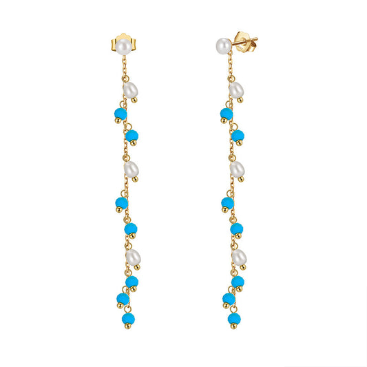 925 Sterling Silver Natural Pearl Earrings Fashion Jewelry Gift for Women Girl
