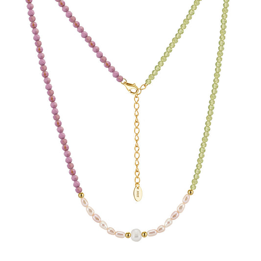 925 Sterling Silver Natural Pearl Necklace Fashion Jewelry Gift for Women Girls