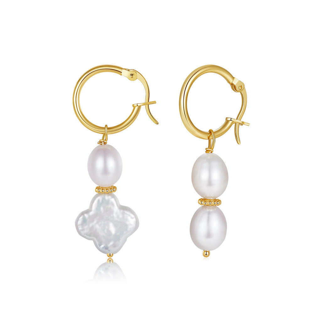 925 Sterling Silver Natural Pearl Earrings Fashion Jewelry Gift for Women Girl