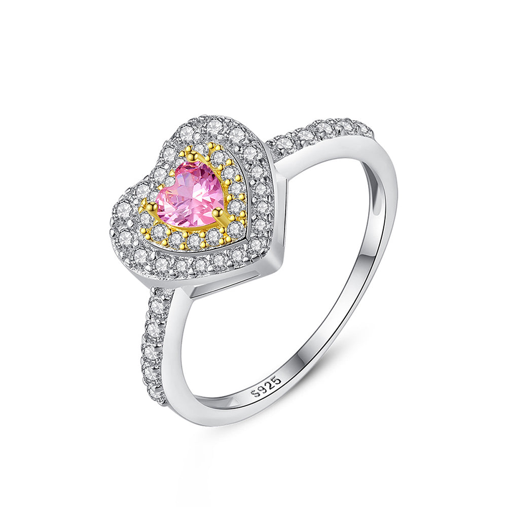 925 Sterling Silver Heart Ring Fashion Jewelry Gift for Women Girls