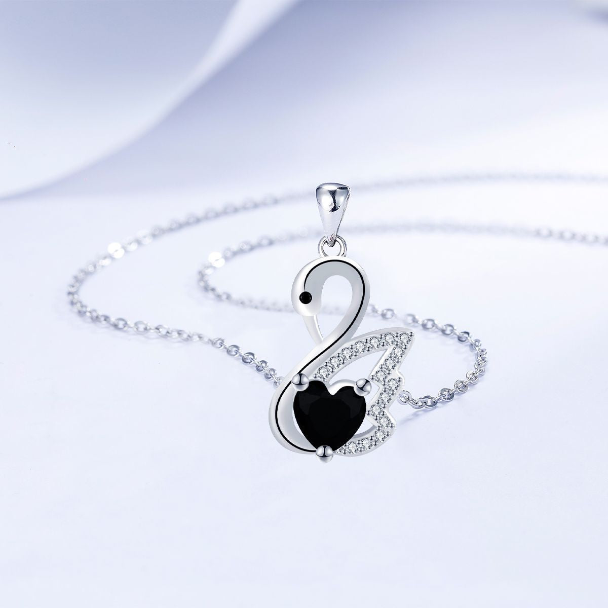 Copper With Silver Plated Swan Pendant Necklace