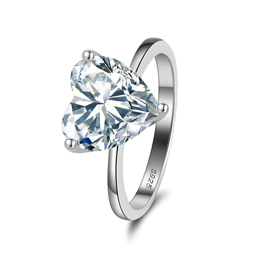 925 Sterling Silver Heart Zircon Ring