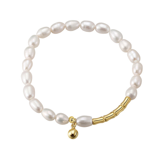 925 Sterling Silver Pearl Bracelet Fashion Jewelry Gift for Women Girls