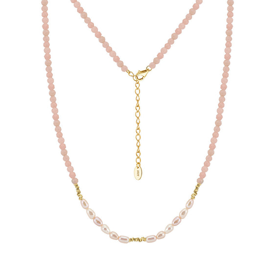 925 Sterling Silver Natural Pearl Necklace Fashion Jewelry Gift for Women Girls