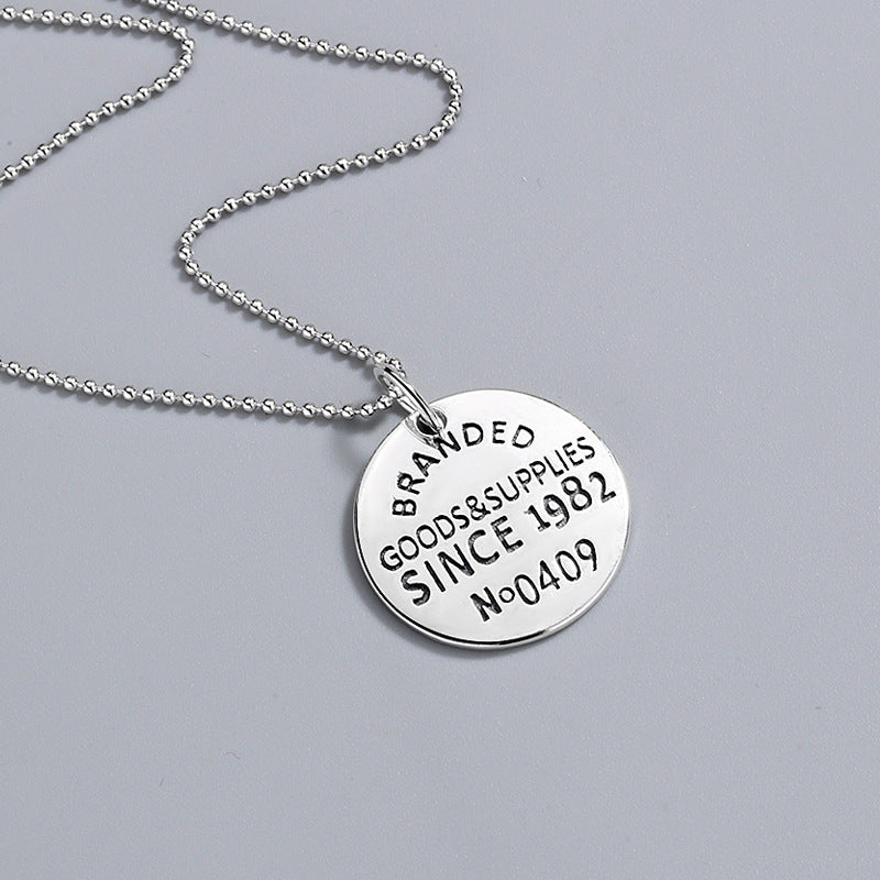 925 Sterling Silver Fashion Round Plate Necklace