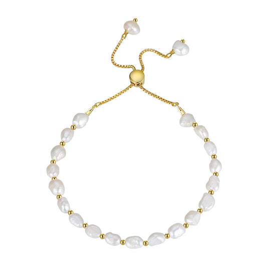 925 Sterling Silver Pearl Bracelet Fashion Jewelry Gift for Women Girls