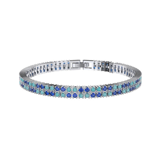 925 Sterling Silver 2mm Tennis Double Layer Bracelet