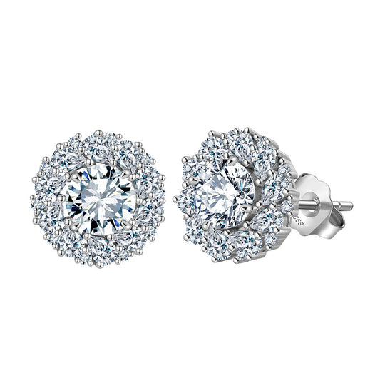925 Sterling Silver Big Zircon Earrings