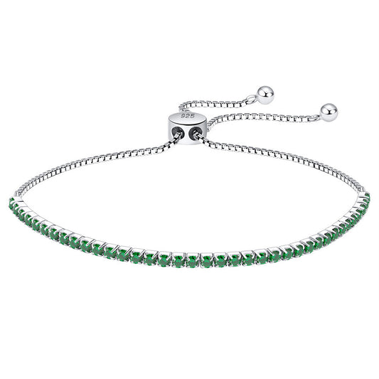 925 Sterling Silver 2mm Tennis Adjustable Bracelet