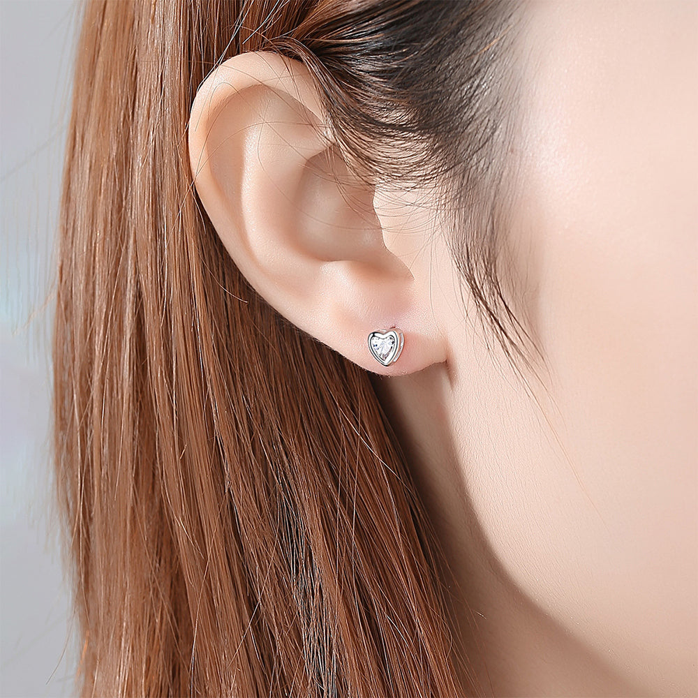 925 Sterling Silver Heart Earrings Fashion Jewelry Gift for Women Girls