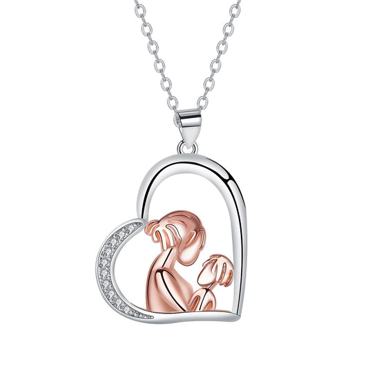 Copper With Silver/Rosegold Plated Heart Pendant Necklace