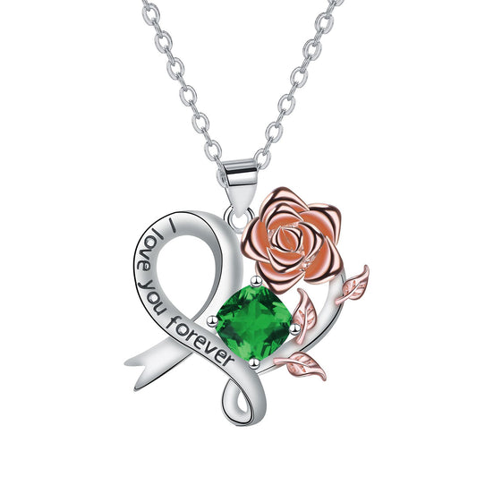 Copper With Silver/Rosegold Plated Heart Pendant Necklace
