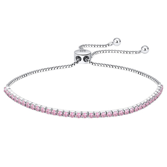 925 Sterling Silver 2mm Tennis Adjustable Bracelet