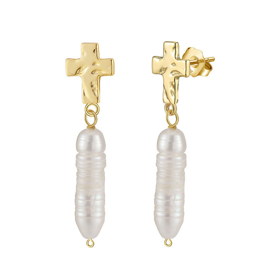 925 Sterling Silver Natural Pearl Earrings Fashion Jewelry Gift for Women Girl