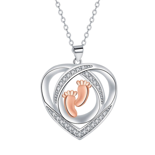 Copper With Silver/Rosegold Plated Heart Pendant Necklace