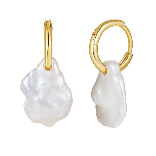 925 Sterling Silver Natural Pearl Earrings Fashion Jewelry Gift for Women Girl