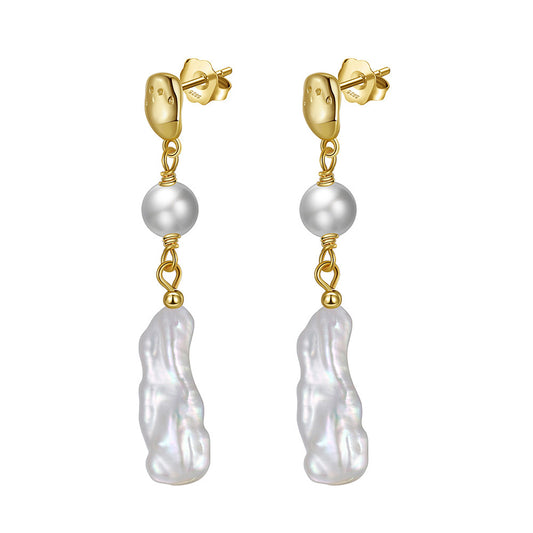925 Sterling Silver Natural Pearl Earrings Fashion Jewelry Gift for Women Girl