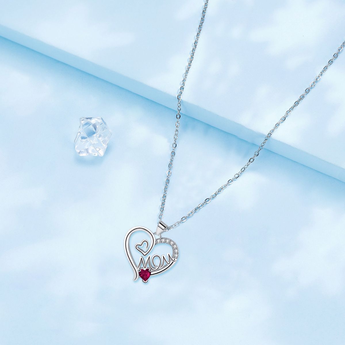 Copper With Silver Plated Mom Heart Pendant Necklace