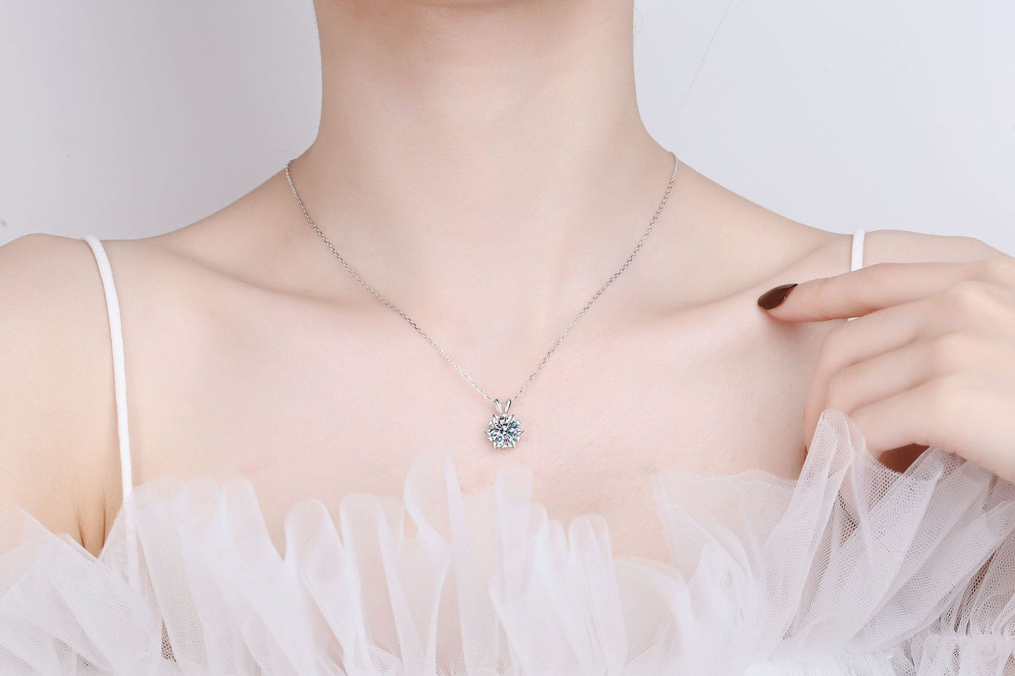 925 Sterling Silver 1/2/3ct Moissanite Heart Pendant Necklace