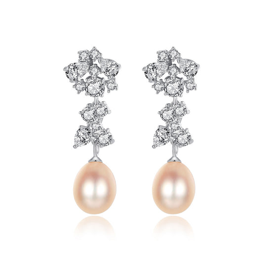 925 Sterling Silver Natural Pearl Drop Earrings Fashion Jewelry Gift for Women Girls