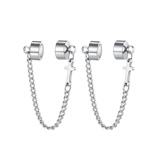 Stainless Steel Jewelry Cross Chain Fashion Earrings