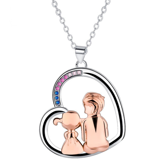 Copper With Silver/Rosgold Plated Heart Pendant Necklace