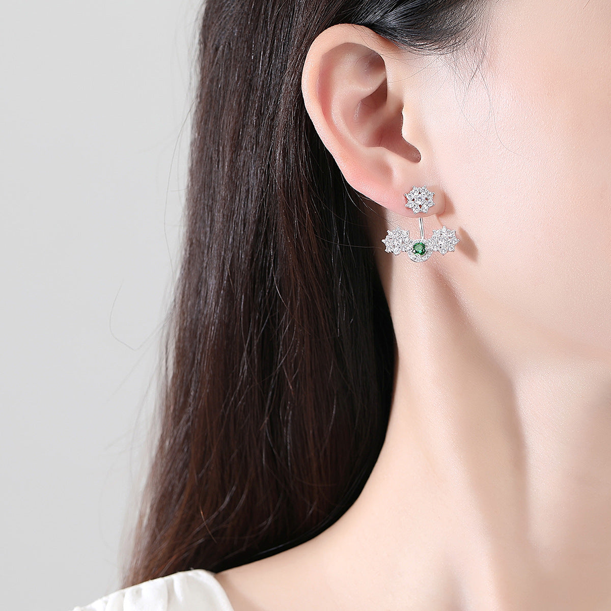 Copper With Silver Plated Fashion Jewelry Earrings