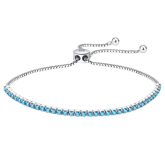 925 Sterling Silver 2mm Tennis Adjustable Bracelet