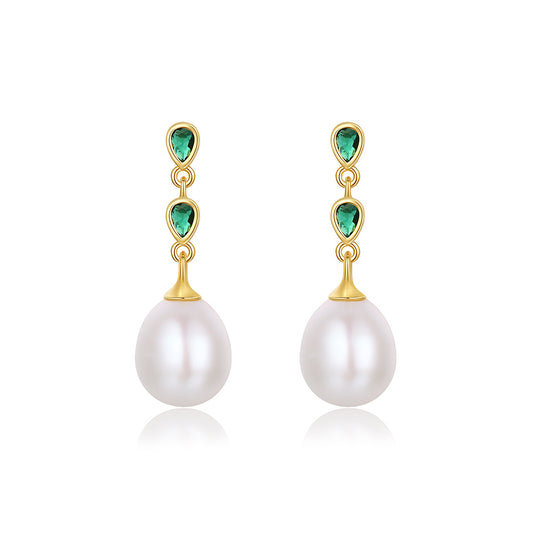 925 Sterling Silver Natural Pearl Drop Earrings Fashion Jewelry Gift for Women Girls