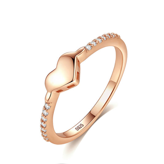 925 Sterling Silver Heart Ring Fashion Jewelry Gift for Women Girls