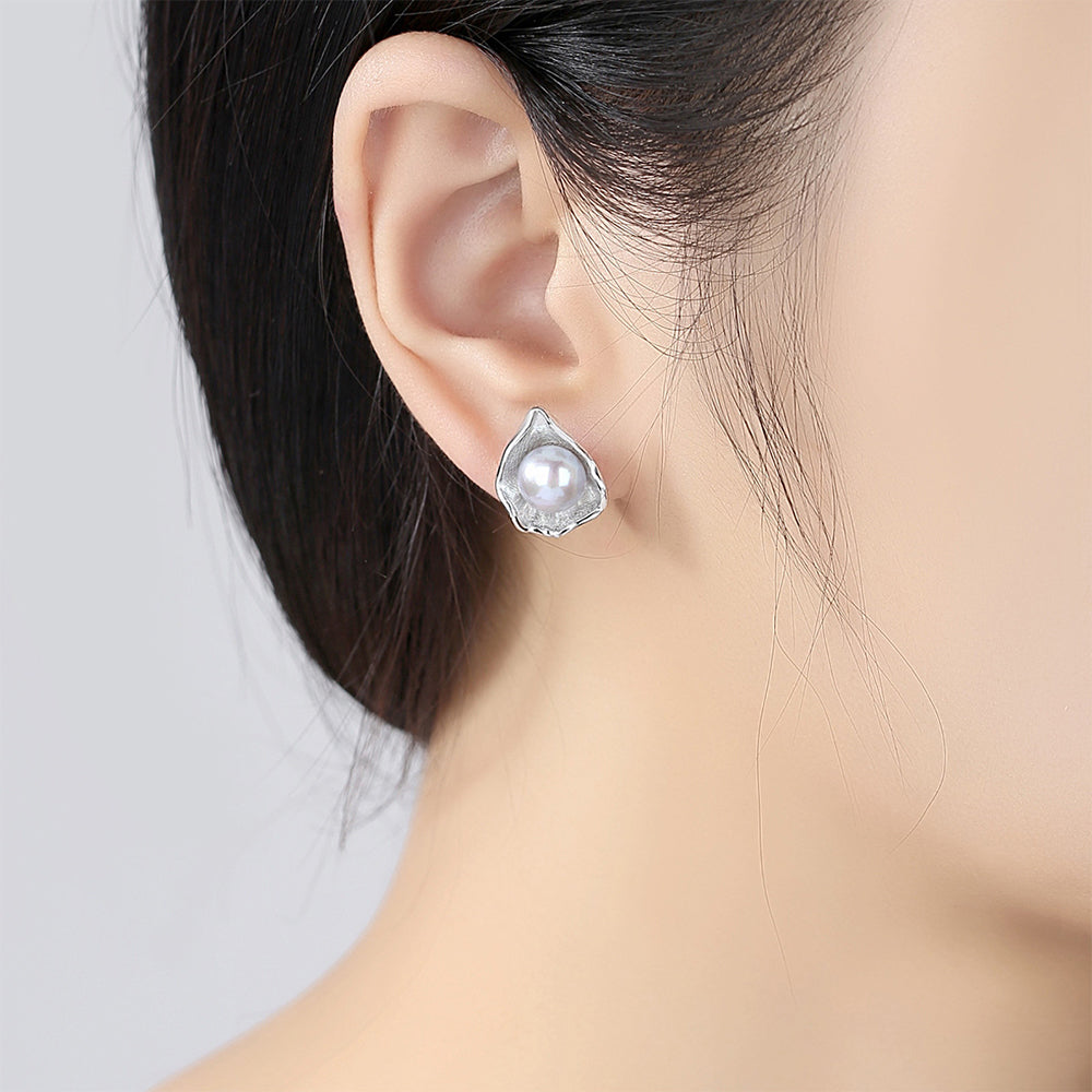925 Sterling Silver Natural Pearl Drop Earrings Fashion Jewelry Gift for Women Girls