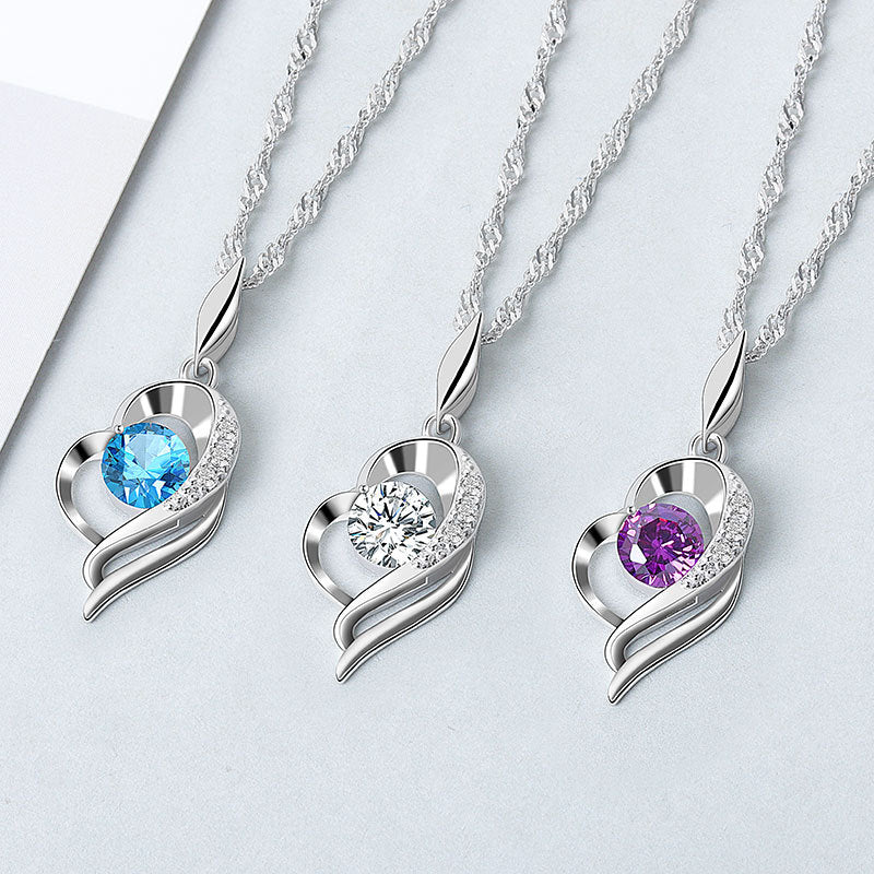 925 Sterling Silver Fashion Zircon Heart Necklace