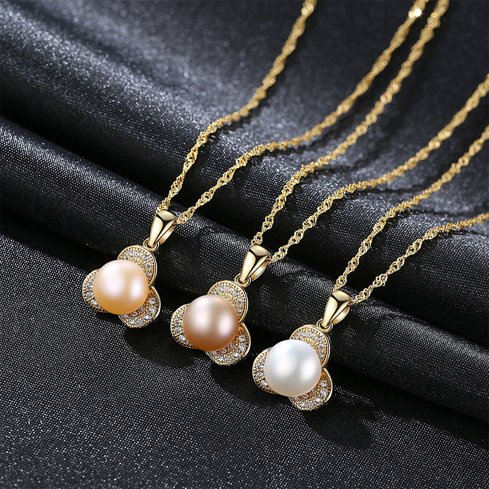 925 Sterling Silver Natural Pearl Drop Necklace Fashion Jewelry Gift for Women Girls