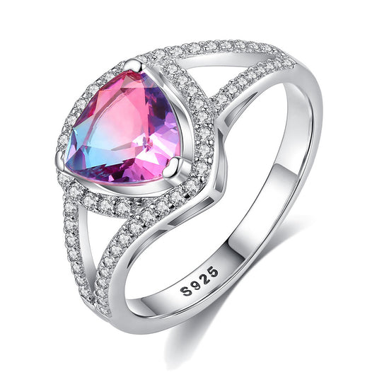925 Sterling Silver Zircon Ring Fashion Jewelry Gift for Women Girls