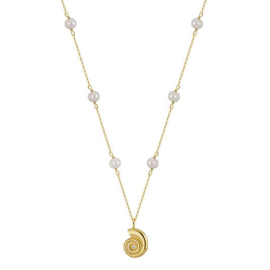 925 Sterling Silver Natural Pearl Necklace Fashion Jewelry Gift for Women Girls