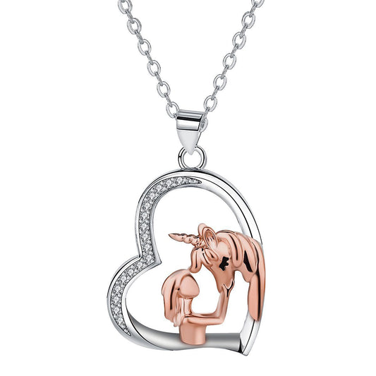 Copper With Silver/Rosegold Plated Heart Pendant Necklace for Women