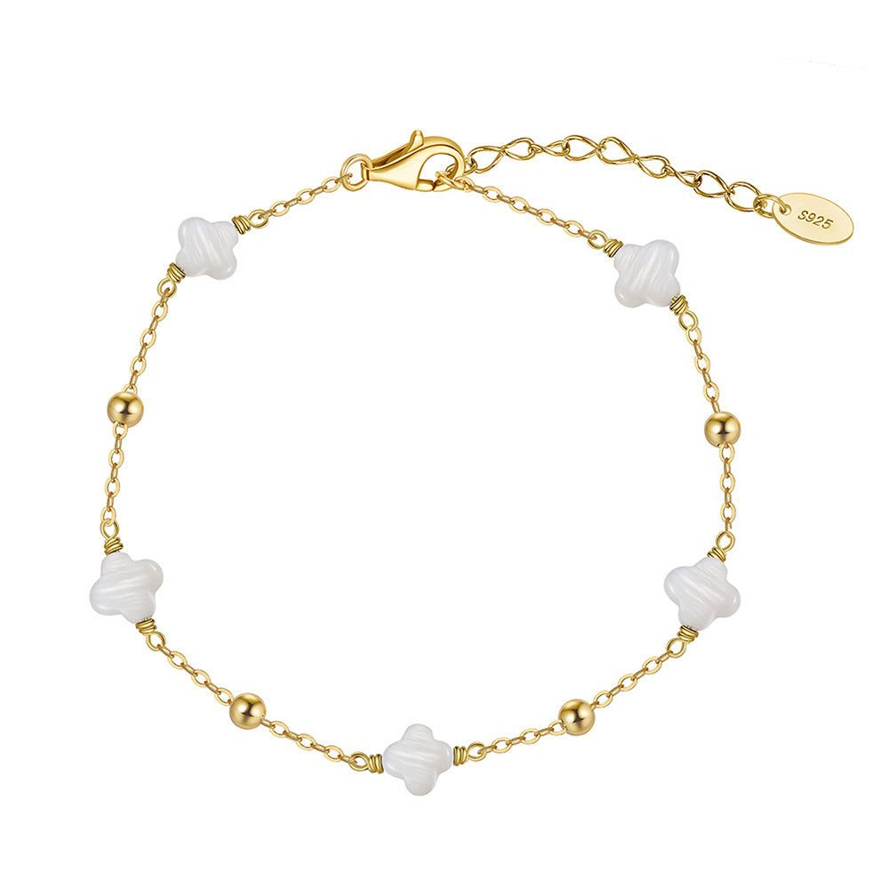 925 Sterling Silver Pearl Bracelet Fashion Jewelry Gift for Women Girls