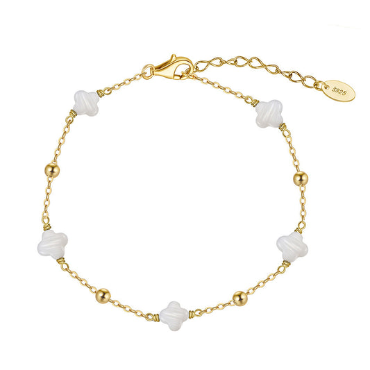 925 Sterling Silver Pearl Bracelet Fashion Jewelry Gift for Women Girls