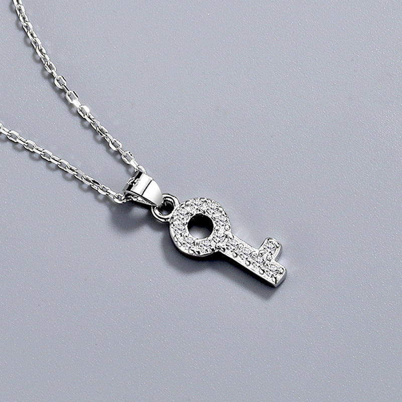 925 Sterling Silver Fashion Key Pendant Necklace