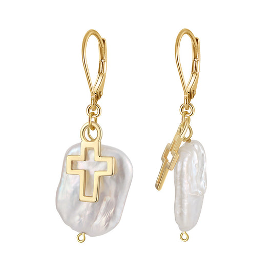 925 Sterling Silver Natural Pearl Earrings Fashion Jewelry Gift for Women Girl