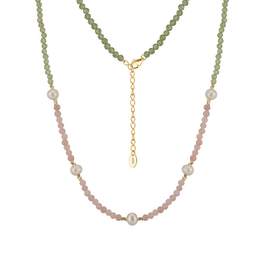 925 Sterling Silver Natural Pearl Necklace Fashion Jewelry Gift for Women Girls
