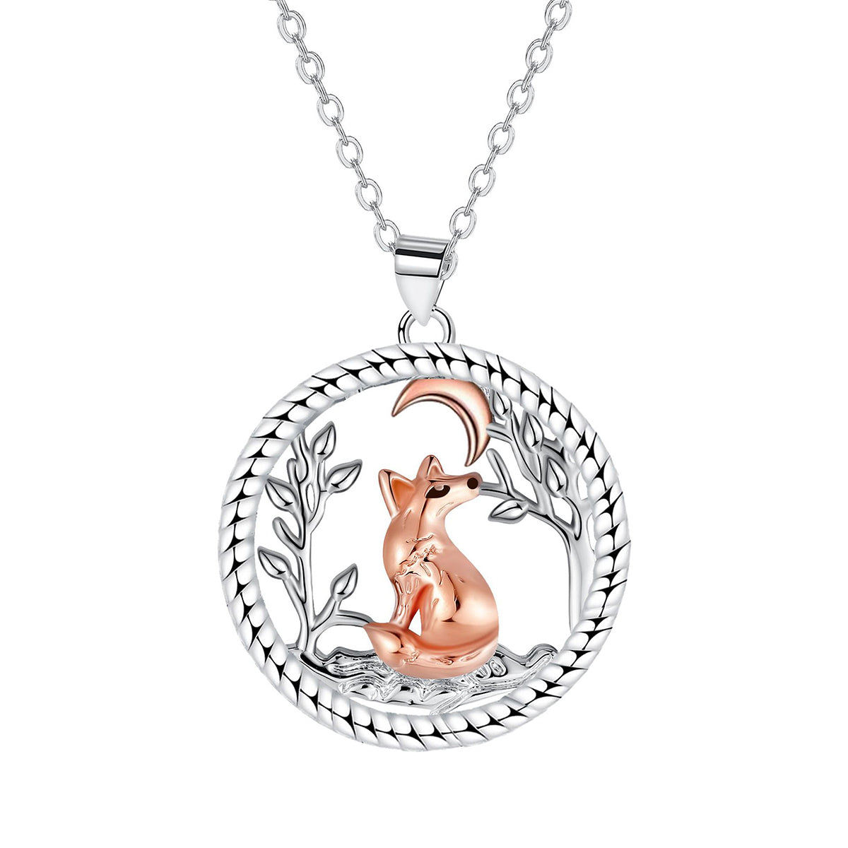 Copper With Silver/Rosegold Plated Moon Pendant Necklace