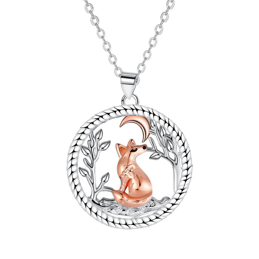 Copper With Silver/Rosegold Plated Moon Pendant Necklace