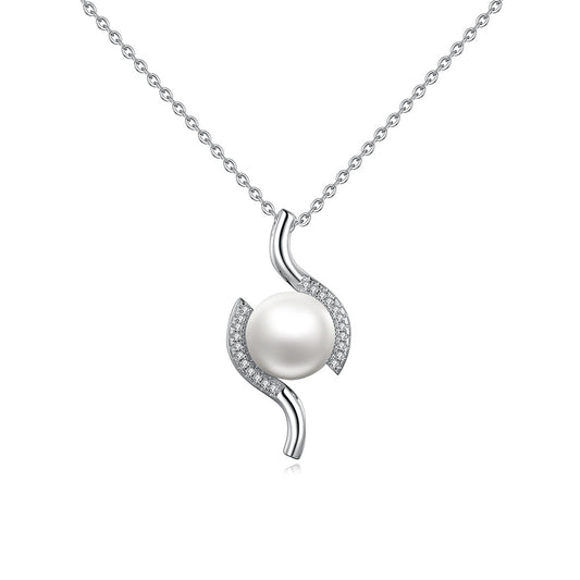 925 Sterling Silver Natural Pearl Drop Necklace Fashion Jewelry Gift for Women Girls