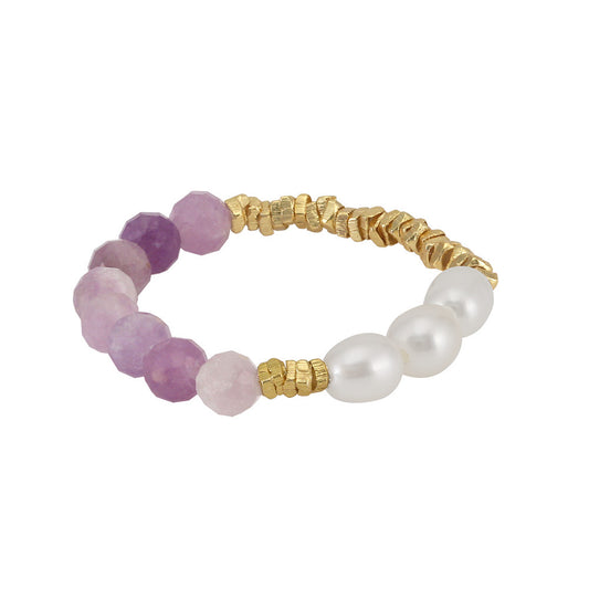 925 Sterling Silver Natural Pearl Ring Fashion Jewelry Gift for Women Girls